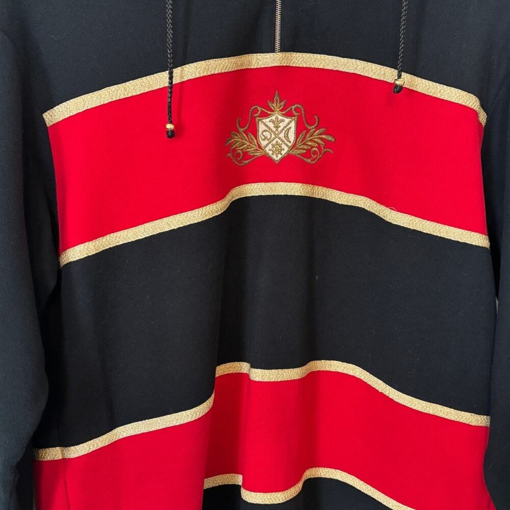 St. John Sport Vintage Nautical Sweater P Quarter Zip Black Red Gold Pullover - Picture 3 of 7